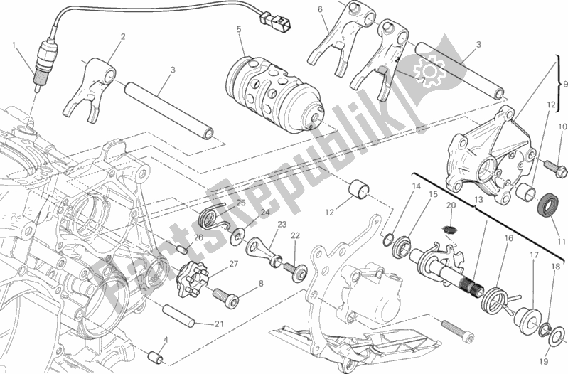 Tutte le parti per il Controllo Del Cambio del Ducati Superbike 1199 Panigale R 2013